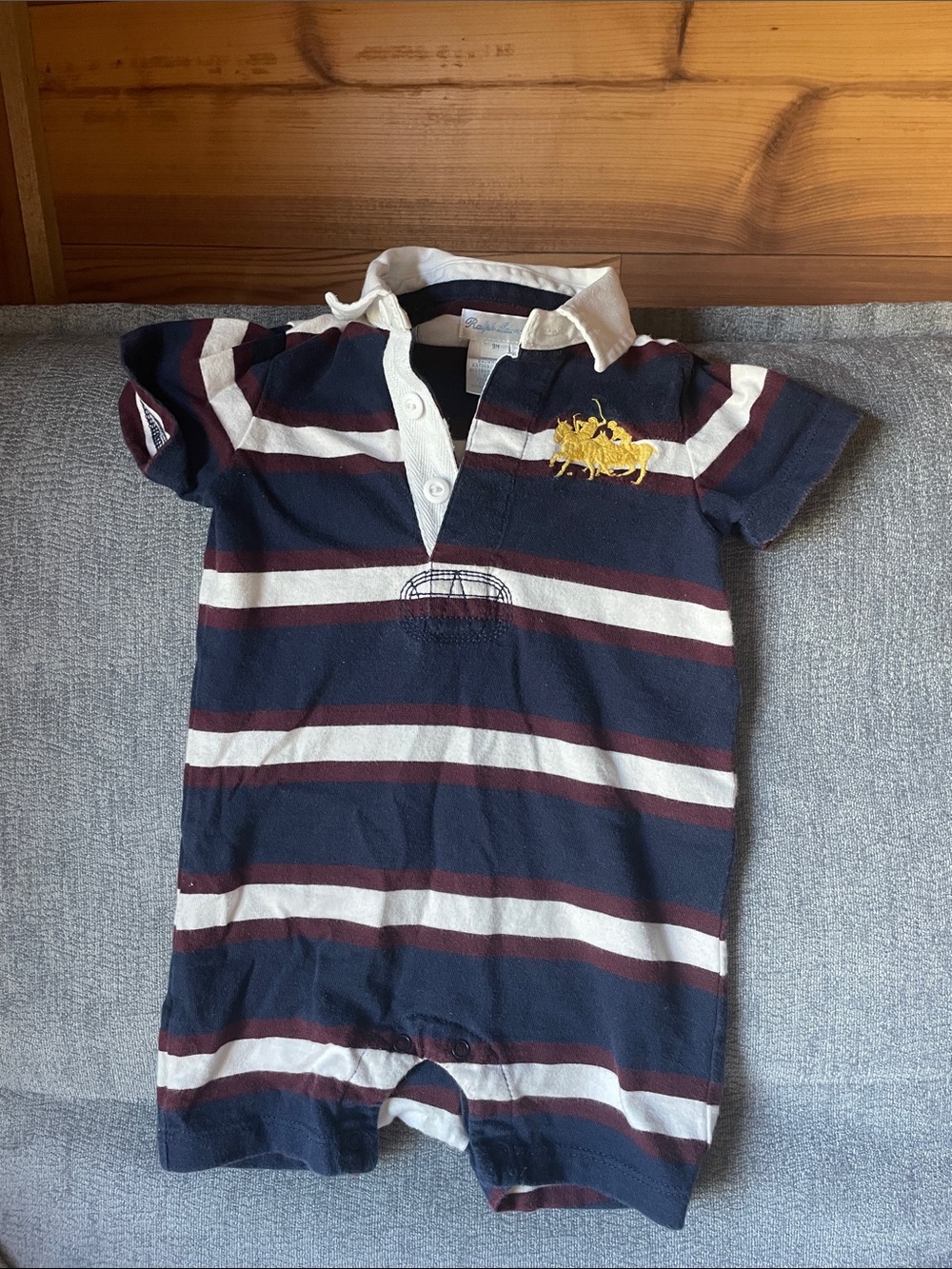 Ralph Lauren Navy & White Striped Polo One-Piece